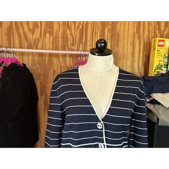 Altra-Made in Italy Wool Blend Knit Button Down Cardigan Black & White Sz 44 XL - Picture 3 of 7